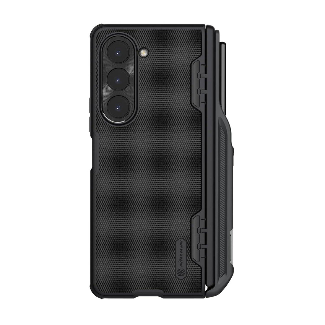 Nillkin Case for Samsung Galaxy Z Fold 4 (7.6" Inch) Super Frosted Shield Fold Pen Slot Phone Holder Version 180 Folding 360 Protect & Detachable S Pen Slot Black Color - Polycarbonate - mobilecasez