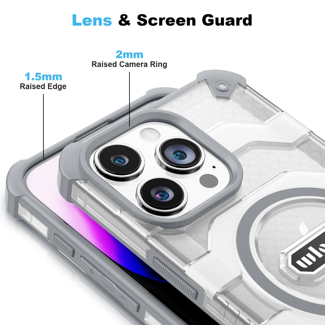 wlons Magnetic for iPhone 15  Case,Compatible with Magsafe Anti-Slip Hard Armor Military Grade Shockproof Cover with Translucent Matte Full Body Rugged Heavy Duty Protection Phone Case - Grey