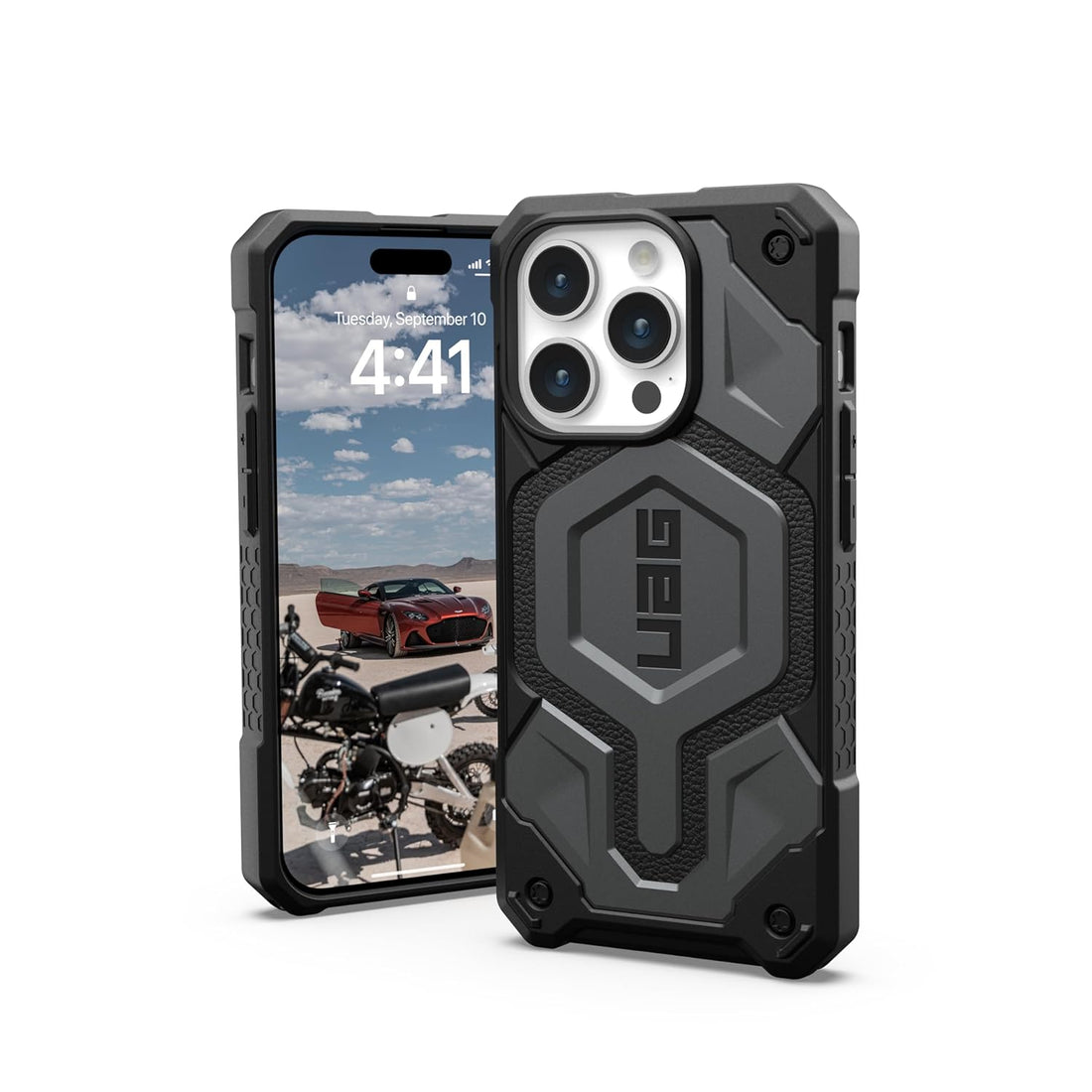 Urban Armor Gear UAG iPhone 14 Pro Max Case, Monarch Pro Mag-Safe Compatible, Slim Fit Rugged Protective Case/Cover Designed for iPhone 14 Pro Max (6.1-Inch) (2023), Wireless Charging Compatible - Silver