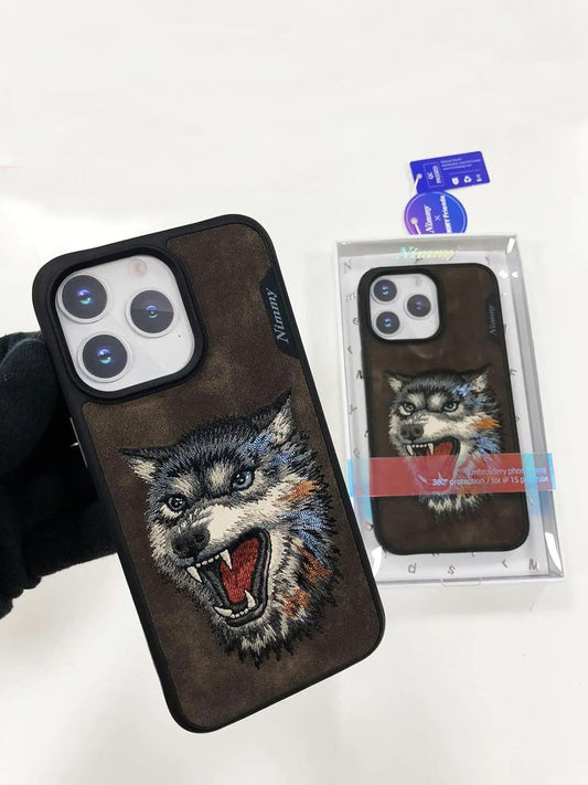 NIMMY Wolf Case for iPhone 15 Pro Max Brown