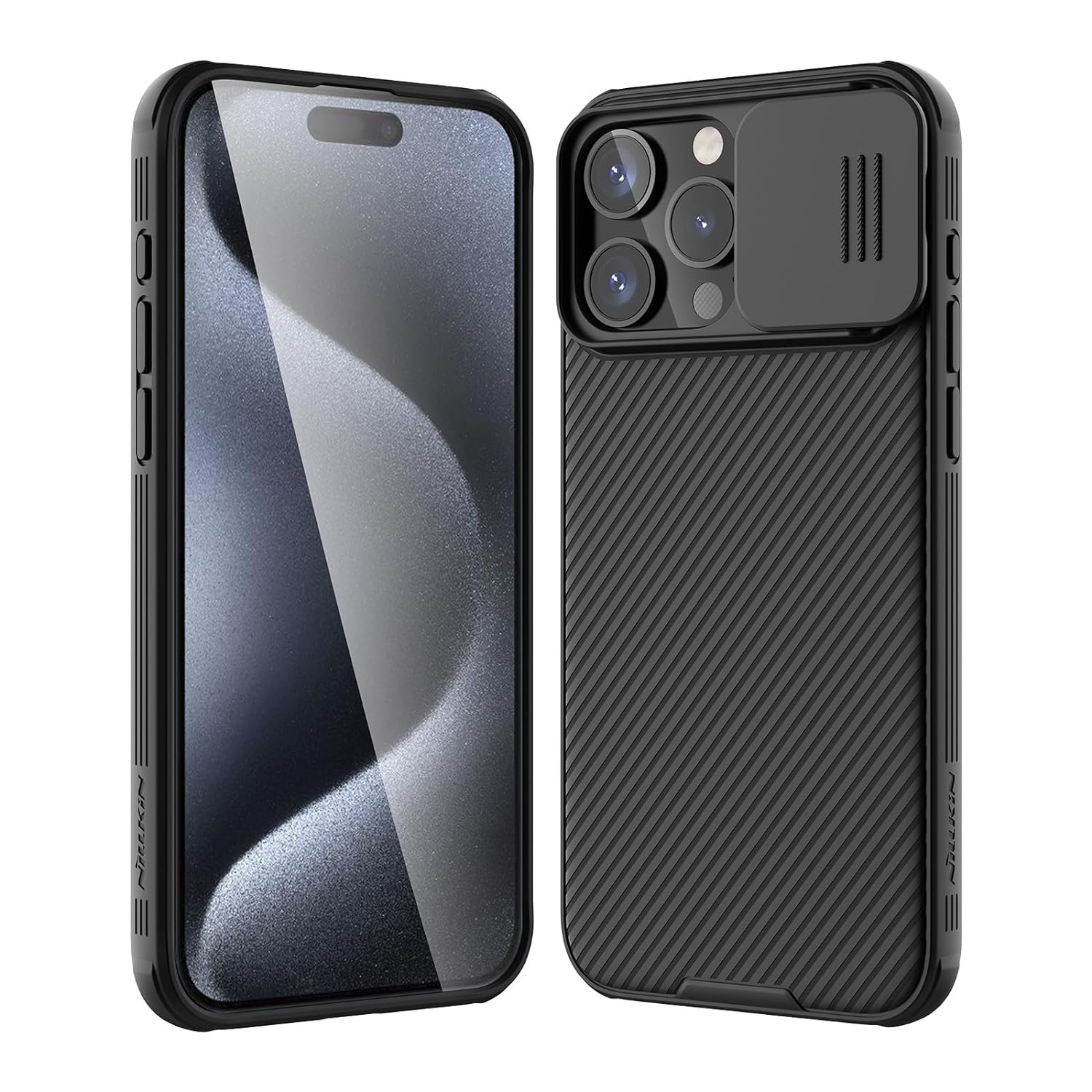 Nillkin Case for Apple iPhone 15 Pro Max (6.7" Inch) CamShield Pro Camera Slider Double Layered Protection TPU + PC Black Color