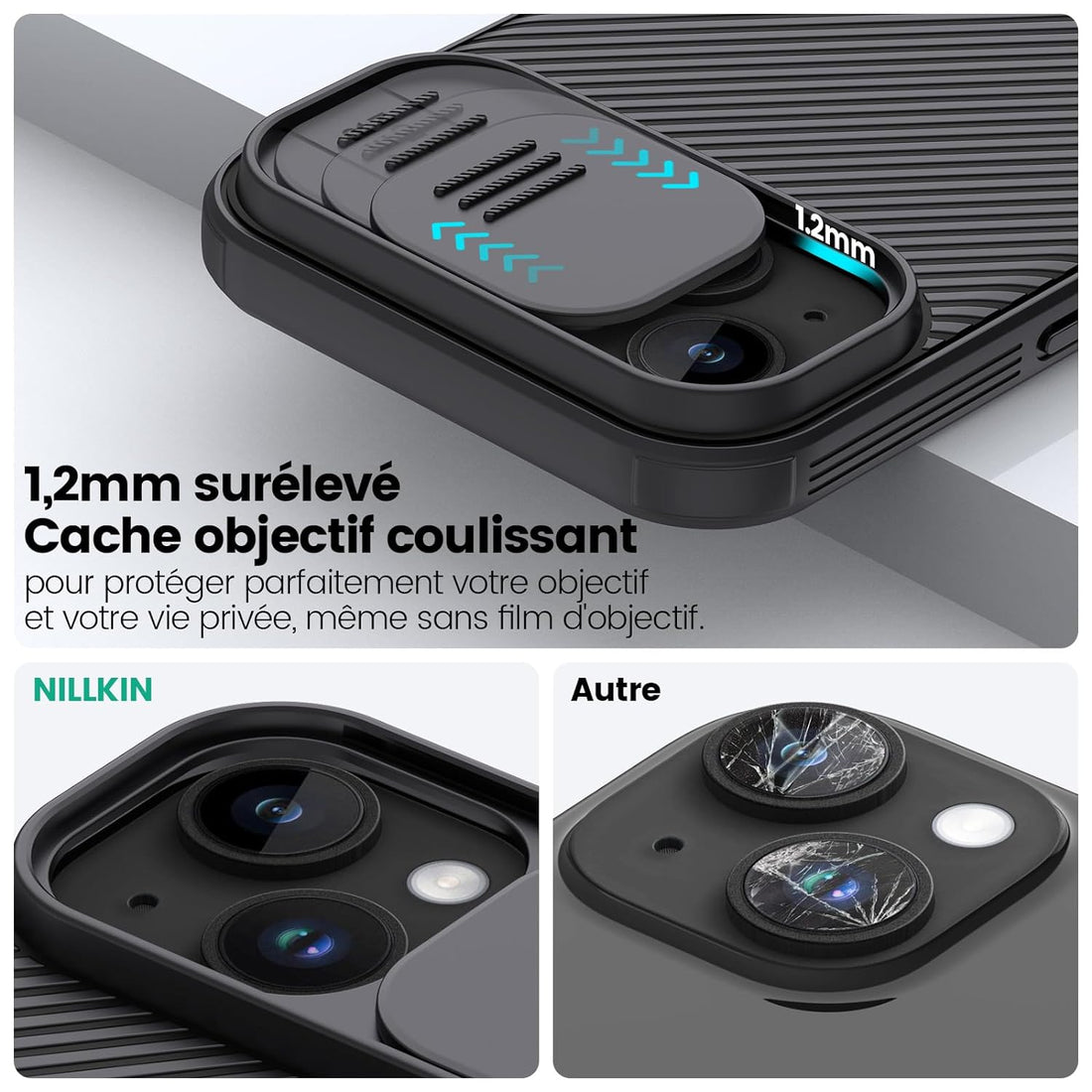 Nillkin Case for Apple iPhone 15 (6.1" Inch) CamShield Pro Camera Slider Double Layered Protection TPU + PC Black Color - mobilecasez