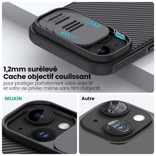 Nillkin Case for Apple iPhone 15 (6.1" Inch) CamShield Pro Camera Slider Double Layered Protection TPU + PC Black Color