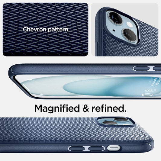Spigen Mag Armor Magfit Back Cover Case Compatible with iPhone 14 Plus (TPU + Poly Carbonate | Navy Blue)