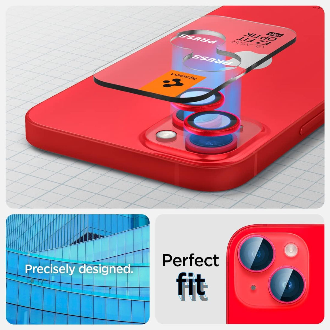 Spigen EZ Fit Optik Pro Tempered Glass Camera Lens Protector Guard for iPhone 14 Plus (Red) - 1 Pack