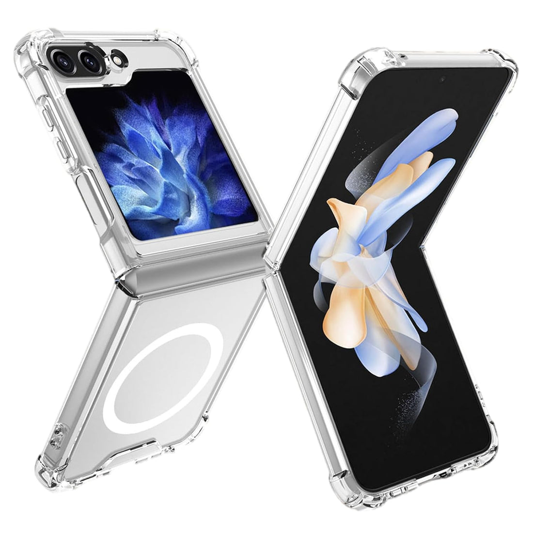 Samsung Galaxy Z Flip 6 Clear Case Compatible with MagSafe, Slim Fit Crystal Clear Hard PC & Soft TPU Bumper Cover Transparent Skin Corners Rubber Shockproof Heavy Duty Protection (Clear) - mobilecasez