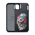 Nimmy 3D Embroidery Leather Lion Back Case Compatible with for iPhone 15 - mobilecasez