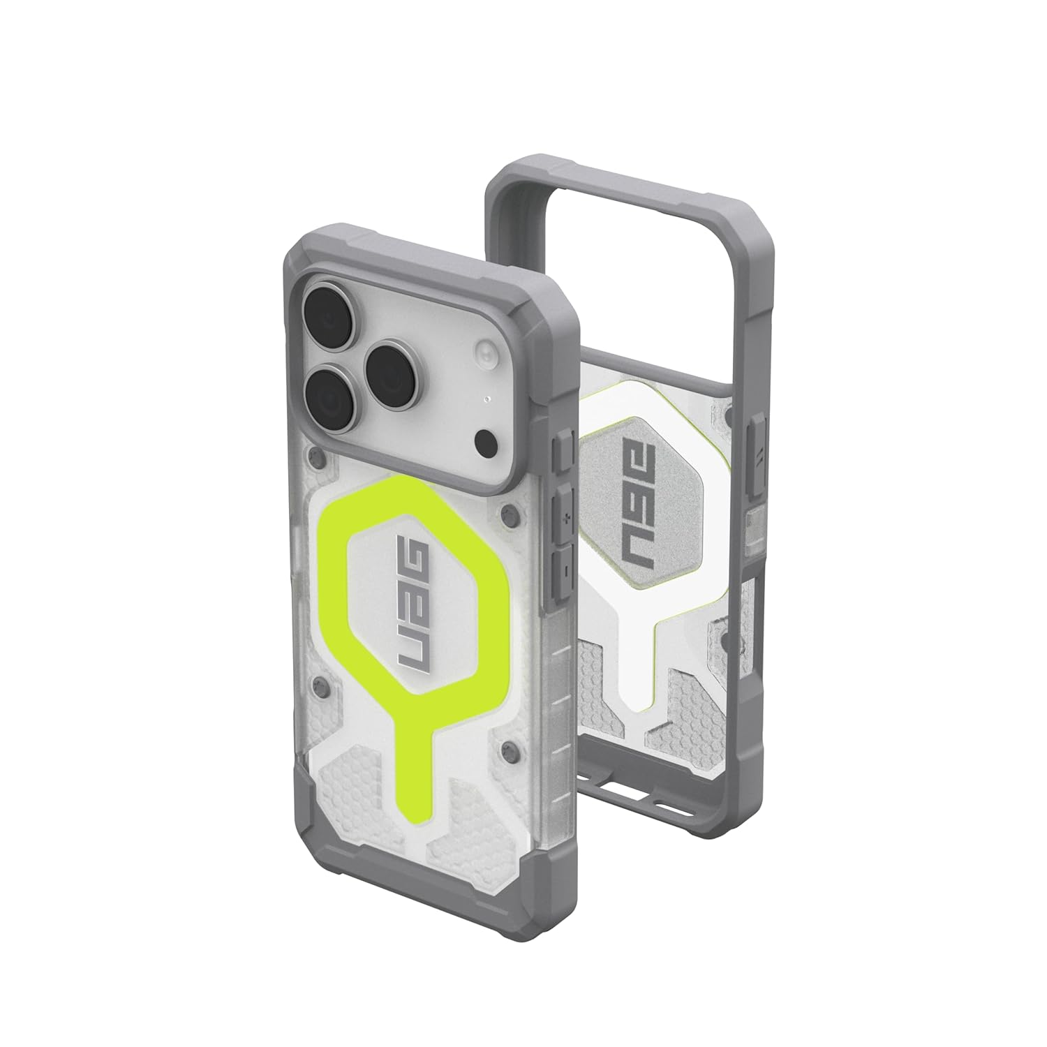 Urban Armor Gear UAG Pathfinder Clear Mag-Safe Compatible, Rugged Shockproof Anti-Slip Military Grade Protective Case/Cover Designed for iPhone 17 Pro Max (2025) - Neon