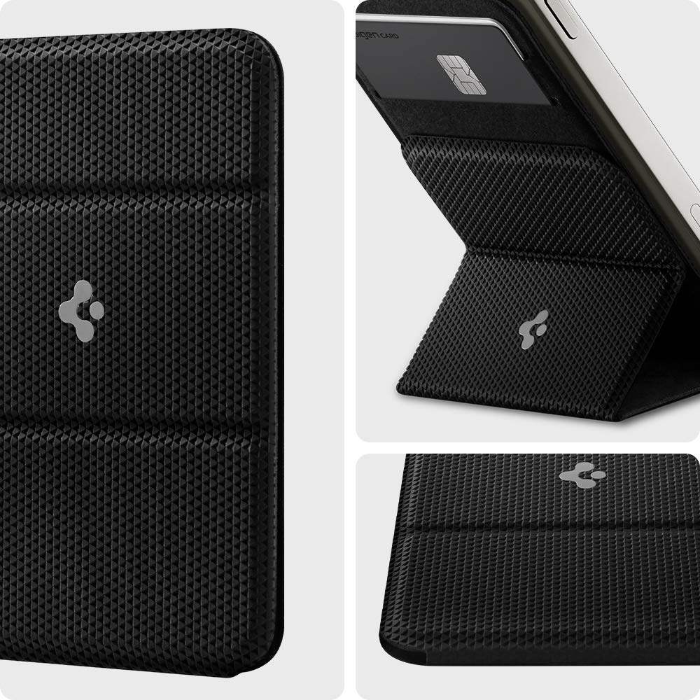 Spigen Smart Fold Mag Fit Magnetic Wallet Phone Card Holder Compatible with iPhone 16, iPhone 15, iPhone 14, iPhone 13, iPhone 12 Models - Black - mobilecasez