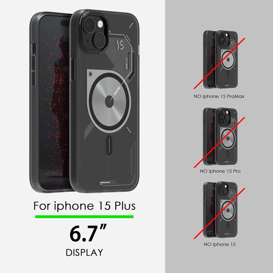Aulumu A15 TPU for iPhone 15 Pro Magnetic Case - IMD Technology - Compatible with Magsafe [Aluminum Alloy Camera Frame] Semitranslucent - Black
