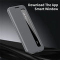Samsung Galaxy S26 Ultra Case Smart View Window Leather Phone Cover - Gray - mobileCasez