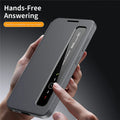 Samsung Galaxy S26 Ultra Case Smart View Window Leather Phone Cover - Gray - mobileCasez