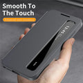 Samsung Galaxy S26 Ultra Case Smart View Window Leather Phone Cover - Gray - mobileCasez