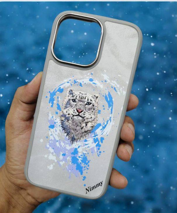 Nimmy Dazzling Animal Series MagSafe & Metal Ring for iPhone 16 Pro Max Series - White Leopard - mobilecasez