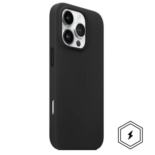 iPhone 14 Leather Case, Compatible with MagSafe, Premium Tumbled Leather, Metal Buttons, Slim Fit&Durable, Distinctive Texture Cover Black