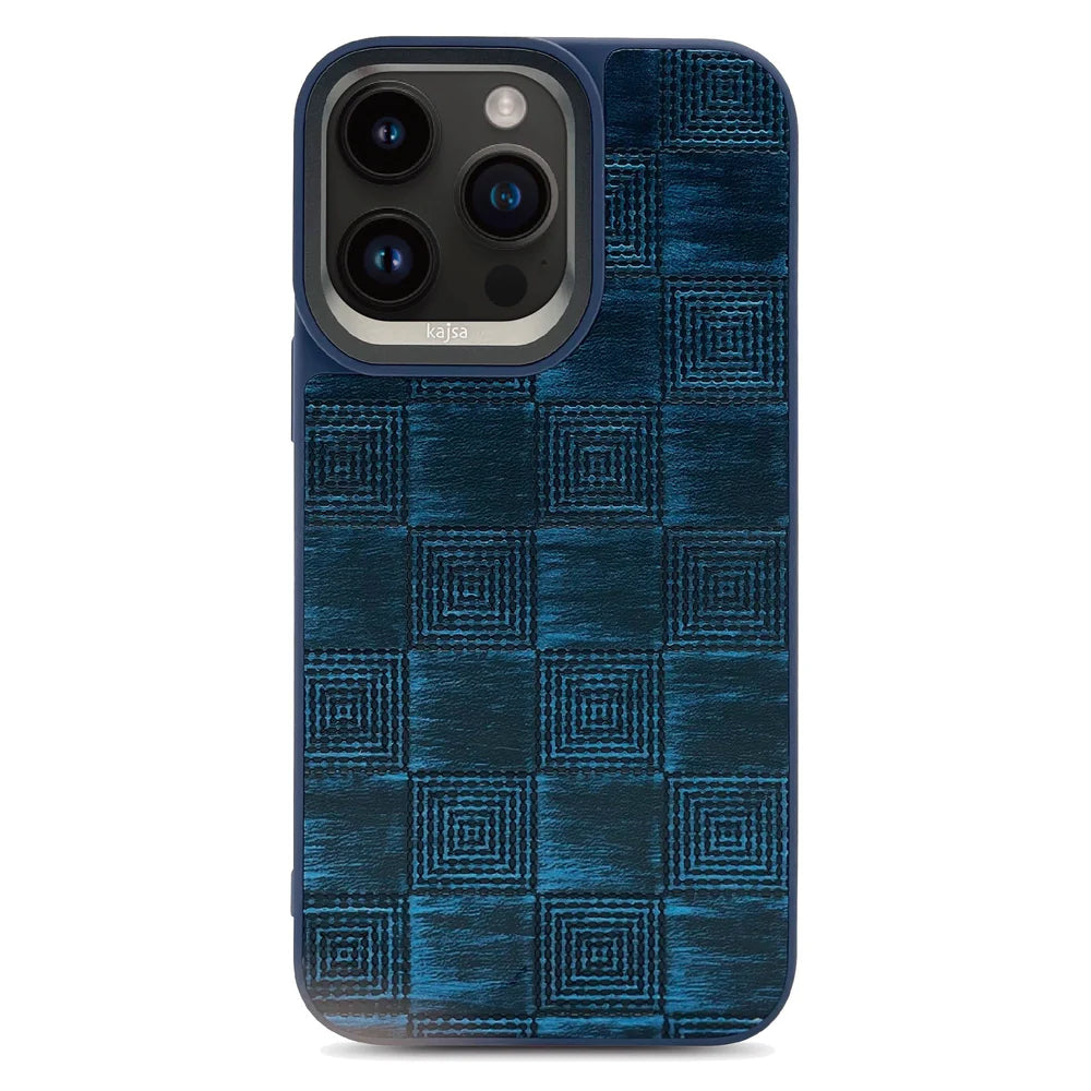 Kajsa Textured Luxuries Phone Protection case Back Case for iPhone 15. (Blue)