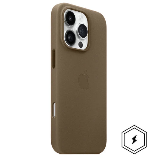 iPhone 13 Pro Leather Case, Compatible with MagSafe, Premium Tumbled Leather, Metal Buttons, Slim Fit&Durable, Distinctive Texture Cover Taupe