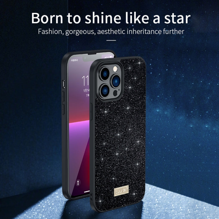 iPhone 16 Pro Max SULADA Glittery PC Hybrid TPU Handmade Leather Phone Case(Colorful)