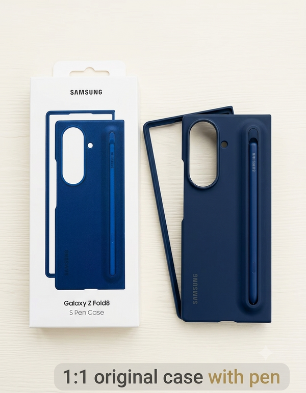Samsung Z Fold8 Ultra Slim Skin Feel S Pen Case with Stylus and Logo - Blue