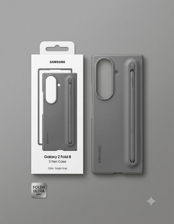 Samsung Z Fold8 Ultra Slim Skin Feel S Pen Case with Stylus and Logo - Grey