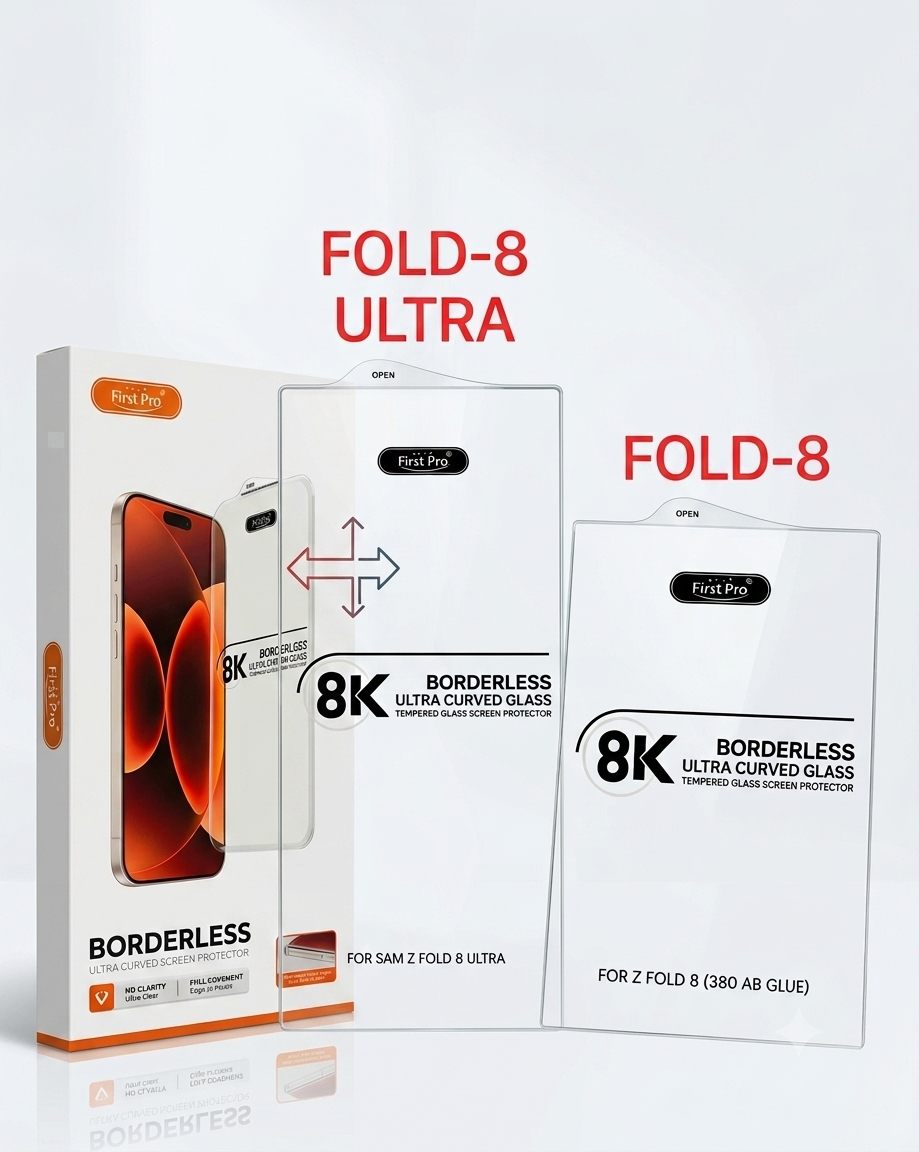 First Pro 8K Borderless Ultra Curved Tempered Glass Screen Protector for Samsung Galaxy Z Fold 8 (380 AB Glue | Full Coverage | Edge-to-Edge HD Clarity)