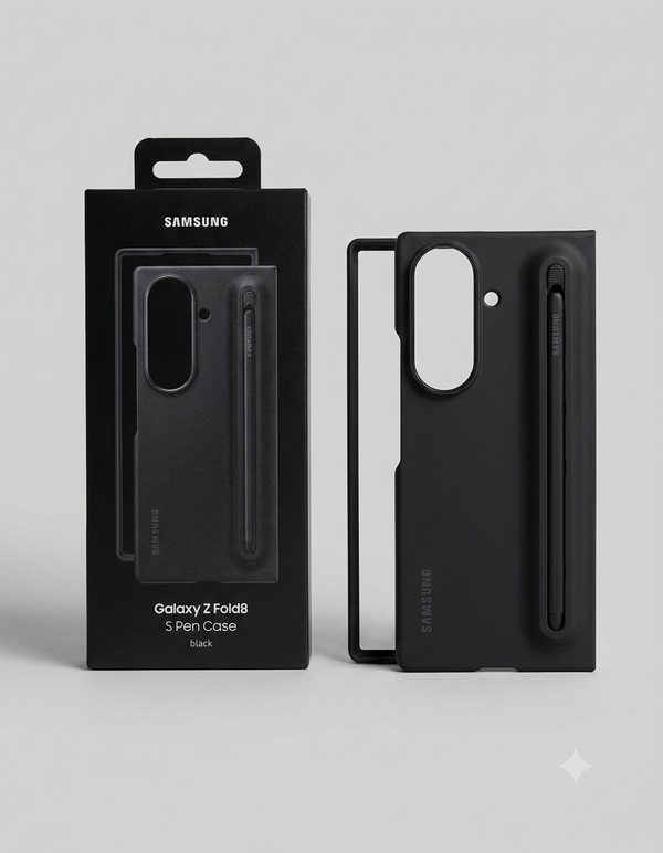 Samsung Z Fold8 Ultra Slim Skin Feel S Pen Case with Stylus and Logo - Black
