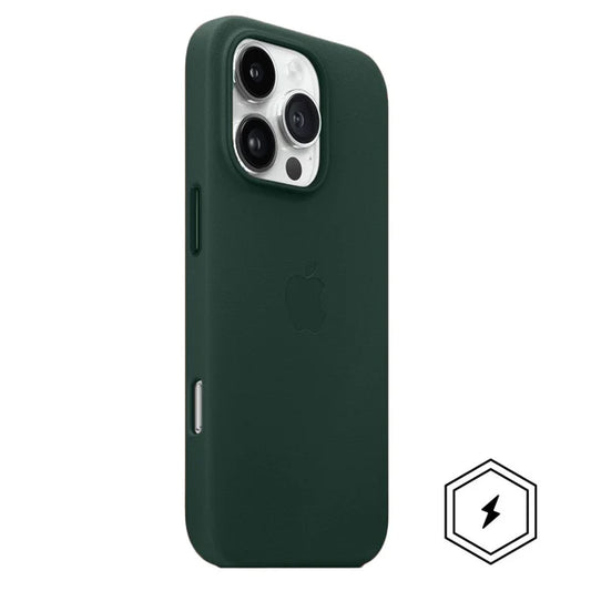 iPhone 15 Pro Max Leather Case, Compatible with MagSafe, Premium Tumbled Leather, Metal Buttons, Slim Fit&Durable, Distinctive Texture Cover Green