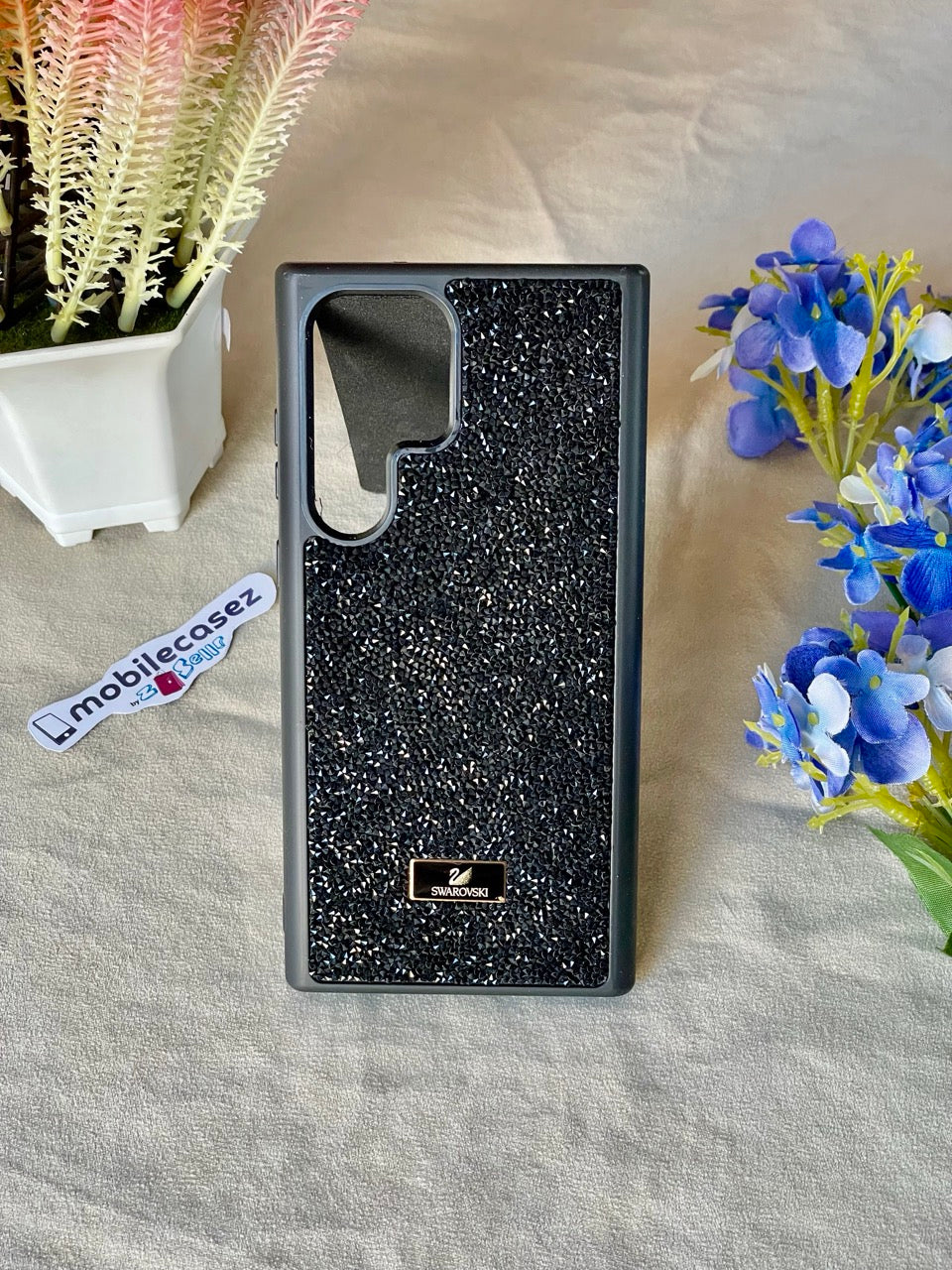 Swarovski Crystal Stone Premium Luxury Case Cover for Samsung (Samsung S24, Black)