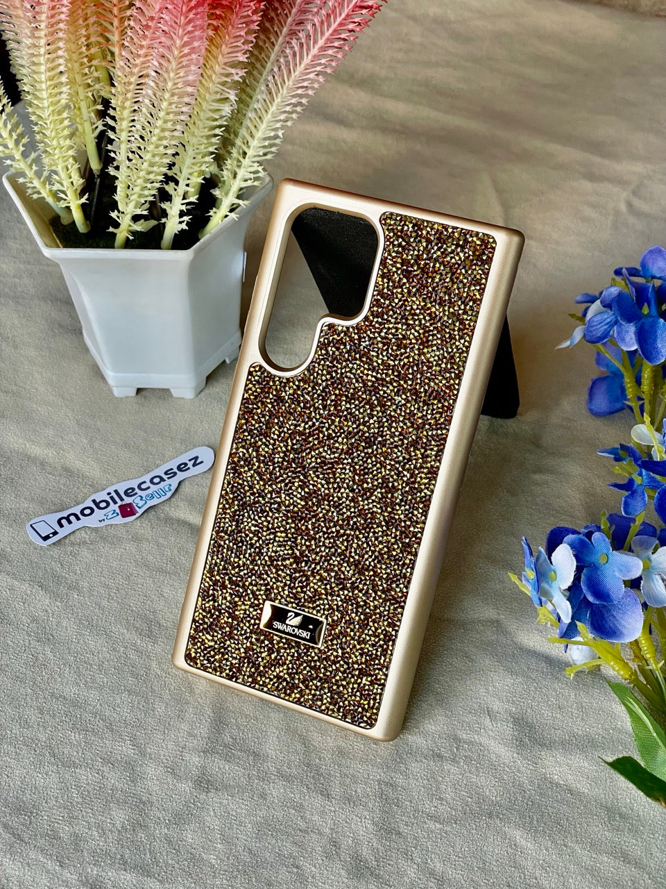 Swarovski Crystal Stone Premium Luxury Case Cover for Samsung (Samsung S24 ultra, Golden)