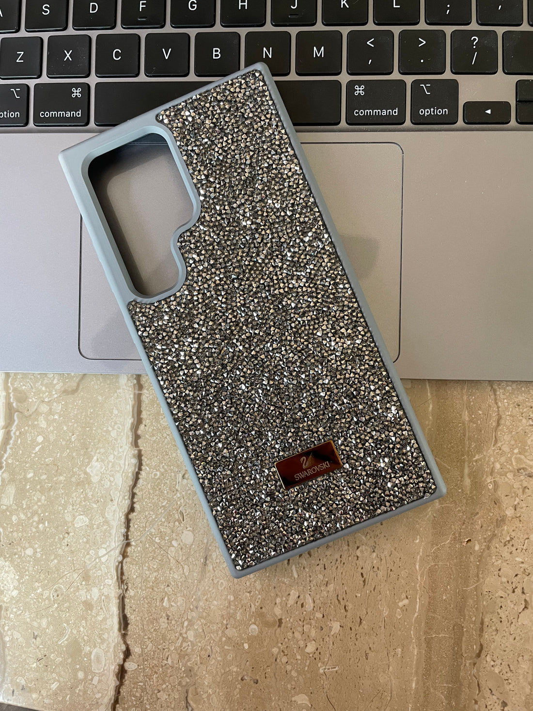 Swarovski Crystal Stone Premium Luxury Case Cover for Samsung (Samsung S23, Titanium)