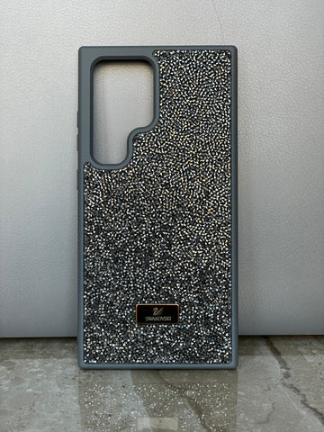 Swarovski Crystal Stone Premium Luxury Case Cover for Samsung (Samsung S23, Titanium)