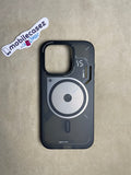 Aulumu A15 TPU for iPhone 14 Pro Magnetic Case - IMD Technology - Compatible with Magsafe [Aluminum Alloy Camera Frame] Semitranslucent - Black - mobilecasez