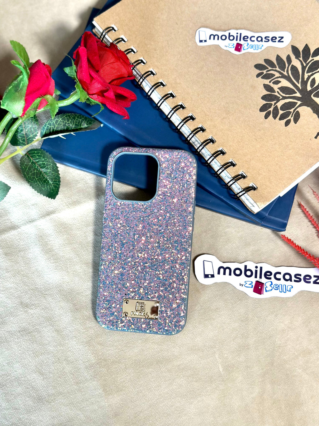 iPhone 14 Cute Glitter Girlish Cover | Puloka Shiny Glitter Pebble Texture Back Cover For iPhone 14 Pink