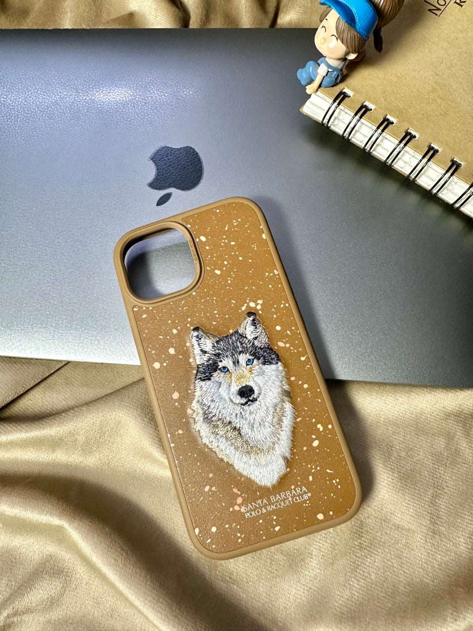 Apple iPhone 15 Plus Santa Barbara Polo & Racquet Club ® Luxury Savana Series Leather Case for iPhone 15 Plus - Wolf