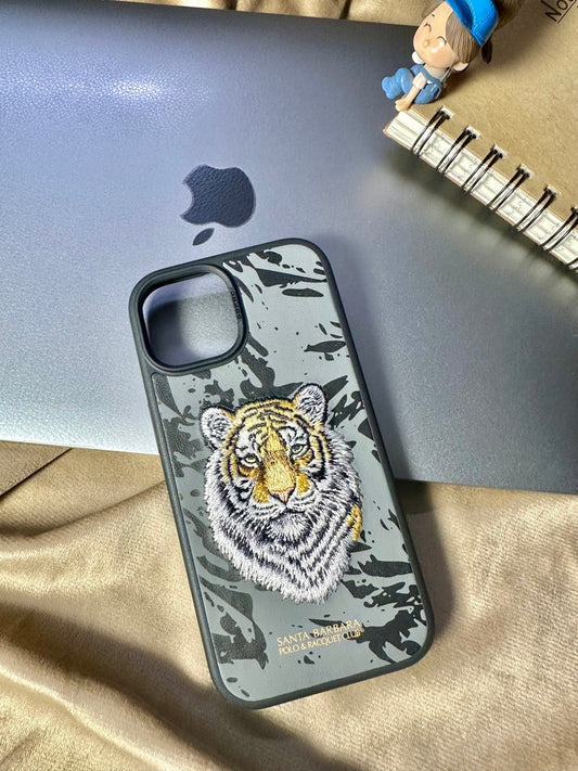Apple iPhone 15 Plus Santa Barbara Polo & Racquet Club ® Luxury Savana Series Leather Case for iPhone 15 Plus - Tiger