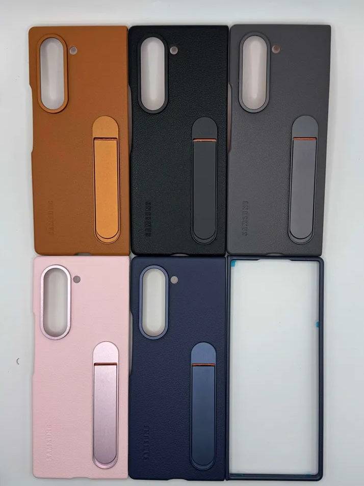 Samsung Z-Fold-6 Case: Genuine Leather Galaxy Fold 6 With stand Case [Hinge Protection][Screen Protector] Skin Felling- Durable Shockproof Protective Phone Cover for Galaxy Fold 6 - Brown - mobilecasez