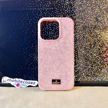 iPhone 15 Pro Swarovski High Crystal Case Original Swarovski Glitter Cover for iPhone 15 Pro Pink