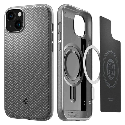 Spigen Mag Armor Magfit Back Cover Case Compatible with iPhone 15 Pro (TPU + Poly Carbonate | Grey)