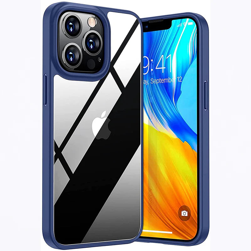 Spigen Ultra Hybrid Back Cover Case Compatible with iPhone 15 Pro max (TPU + Poly Carbonate | Navy Blue)