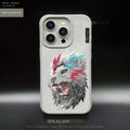 iPhone 15 3D EMBROIDERED LEATHER LION CASE- Grey - mobilecasez