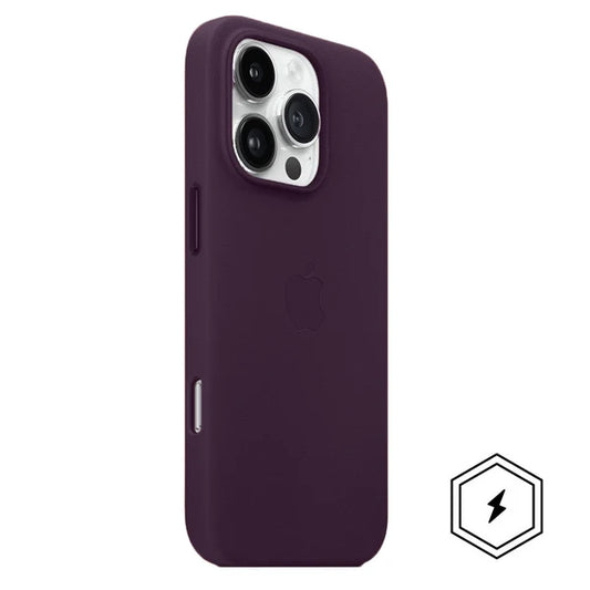 iPhone 15 Pro Max Leather Case, Compatible with MagSafe, Premium Tumbled Leather, Metal Buttons, Slim Fit&Durable, Distinctive Texture Cover Purple