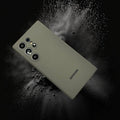 Samsung Galaxy S24 FE Soft Silky Liquid Silicon Case With Logo - Titanium Grey - mobilecasez