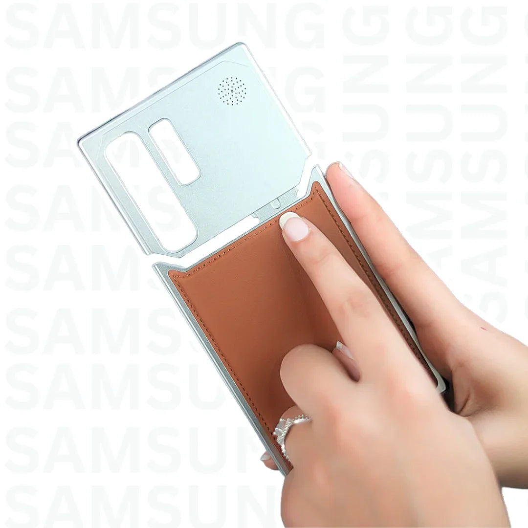 Mobilecasez Premium Metallic Leather Case for Samsung S24 Ultra- Brown
