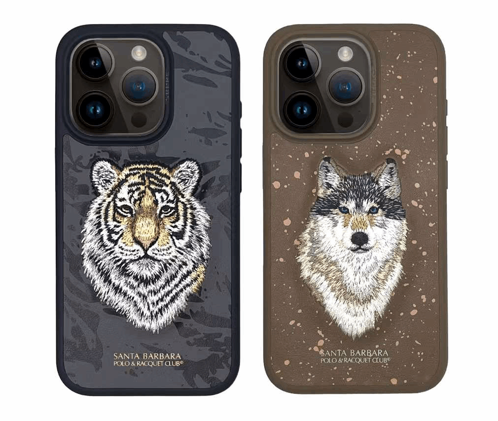 Apple iPhone 15 Pro Santa Barbara Polo & Racquet Club ® Luxury Savana Series Leather Case for iPhone 15 Pro - Wolf