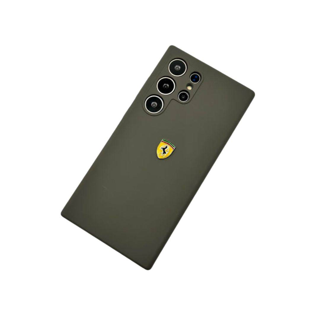 Ferrari FESSIHCN65R Scuderia Silicone Case with Logo Shield for Samsung 25 Plus (Grey) - mobilecasez