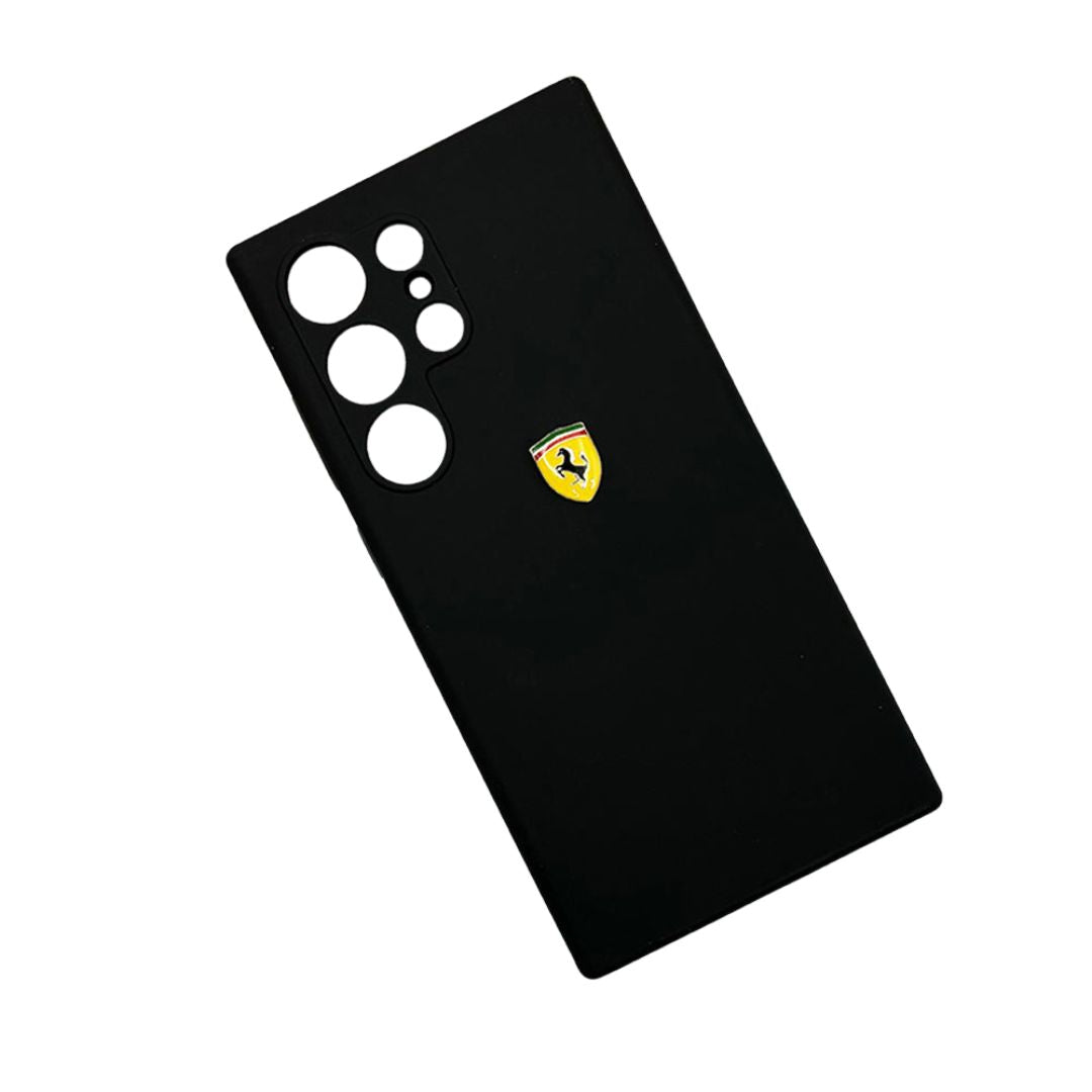 Ferrari FESSIHCN65R Scuderia Silicone Case with Logo Shield for Samsung 25 Plus (Black) - mobilecasez