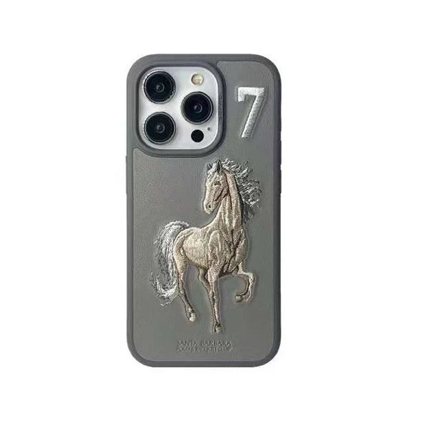 Aventurine Accessories SantaBarbara Polo Boris Series Leather Case, Protective Case (iPhone15 Pro, Titanium Grey)