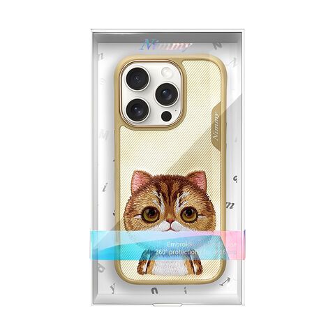 NIMMY Big Eyes Series with Metal Camera Ring for the iPhone 16 series - Golden British Shorthair