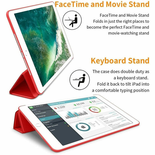 Smart Magnetic Case Cover for Apple iPad 11, 6th/5th Gen 2024 [Support Apple Pencil Charging], Red