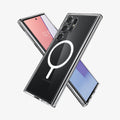Spigen Ultra Hybrid One Tap Metal Ring MagFit Back Cover Case Compatible with Galaxy S24 Ultra (TPU + Poly Carbonate | White) - mobilecasez